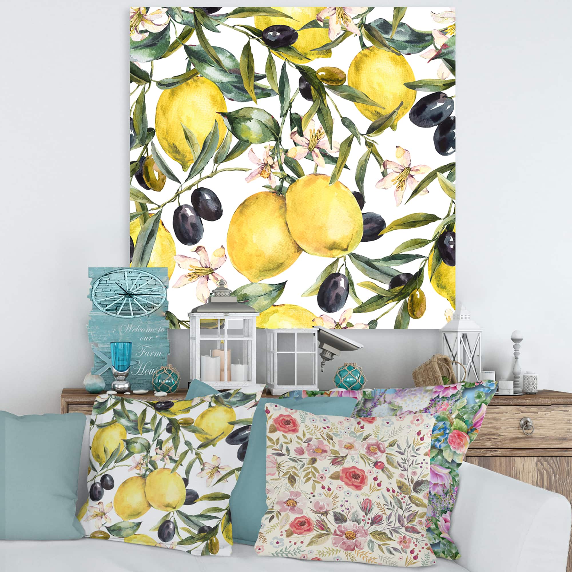 Designart - Lemon and Olive Branches I